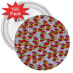 Chickens Animals Cruelty To Animals 3  Buttons (100 Pack)  by Celenk