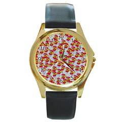 Chickens Animals Cruelty To Animals Round Gold Metal Watch by Celenk