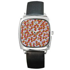 Chickens Animals Cruelty To Animals Square Metal Watch by Celenk