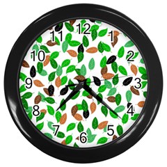 Leaves True Leaves Autumn Green Wall Clocks (black) by Celenk