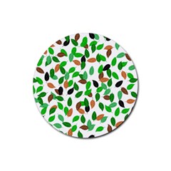 Leaves True Leaves Autumn Green Rubber Round Coaster (4 Pack)  by Celenk