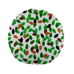 Leaves True Leaves Autumn Green Standard 15  Premium Round Cushions by Celenk