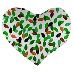 Leaves True Leaves Autumn Green Large 19  Premium Heart Shape Cushions by Celenk