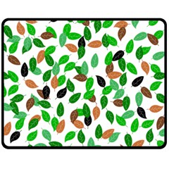 Leaves True Leaves Autumn Green Double Sided Fleece Blanket (medium)  by Celenk