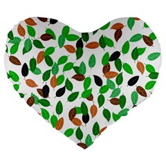 Leaves True Leaves Autumn Green Large 19  Premium Flano Heart Shape Cushions by Celenk