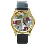 Decor Painting Design Texture Round Gold Metal Watch Front