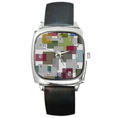 Decor Painting Design Texture Square Metal Watch by Celenk