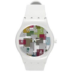 Decor Painting Design Texture Round Plastic Sport Watch (m) by Celenk