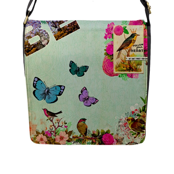 collage Flap Messenger Bag (L) 