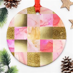 Collage Gold And Pink Ornament (round) by NouveauDesign