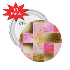 Collage Gold And Pink 2 25  Buttons (10 Pack)  by NouveauDesign