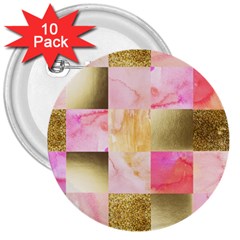 Collage Gold And Pink 3  Buttons (10 Pack)  by NouveauDesign