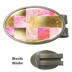 Collage Gold And Pink Money Clips (oval)  by NouveauDesign