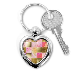 Collage Gold And Pink Key Chains (heart)  by NouveauDesign