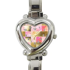 Collage Gold And Pink Heart Italian Charm Watch by NouveauDesign