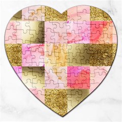 Collage Gold And Pink Jigsaw Puzzle (heart) by NouveauDesign