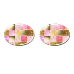 Collage Gold And Pink Cufflinks (oval) by NouveauDesign