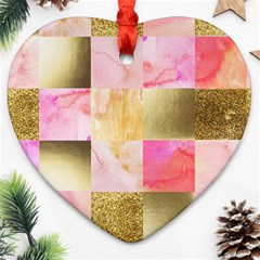 Collage Gold And Pink Heart Ornament (two Sides) by NouveauDesign