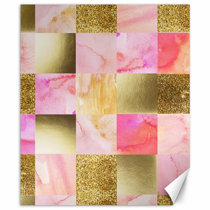 collage gold and pink Canvas 8  x 10 