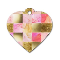 Collage Gold And Pink Dog Tag Heart (one Side) by NouveauDesign