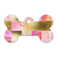 Collage Gold And Pink Dog Tag Bone (one Side) by NouveauDesign