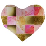 collage gold and pink Large 19  Premium Heart Shape Cushions Back