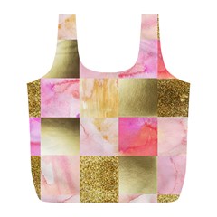 Collage Gold And Pink Full Print Recycle Bags (l)  by NouveauDesign