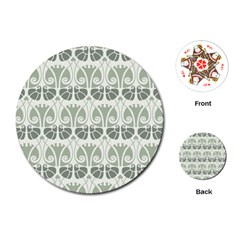 Teal Beige Playing Cards (round)  by NouveauDesign