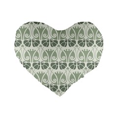 Teal Beige Standard 16  Premium Flano Heart Shape Cushions by NouveauDesign