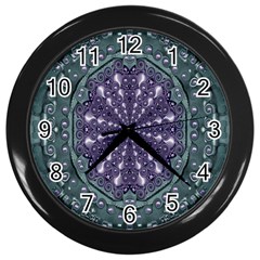 Star And Flower Mandala In Wonderful Colors Wall Clocks (black) by pepitasart