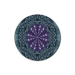 Star And Flower Mandala In Wonderful Colors Rubber Round Coaster (4 Pack)  by pepitasart