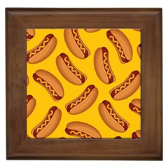 Hot Dog Seamless Pattern Framed Tiles by Celenk