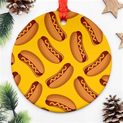 Hot Dog Seamless Pattern Ornament (round) by Celenk