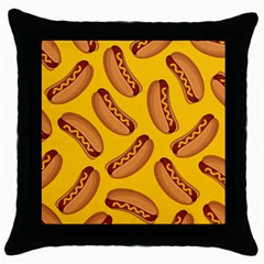 Hot Dog Seamless Pattern Throw Pillow Case (black) by Celenk