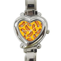 Hot Dog Seamless Pattern Heart Italian Charm Watch by Celenk