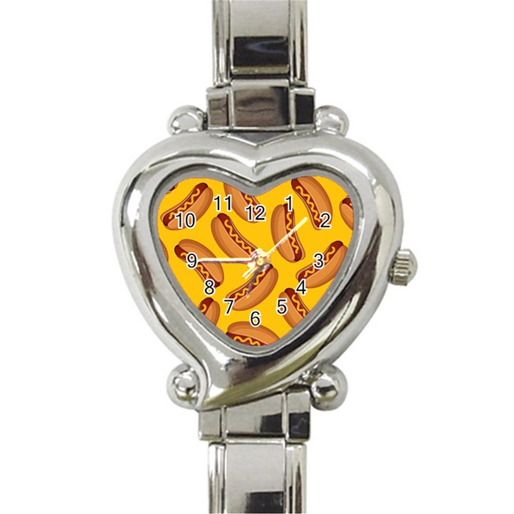 Hot Dog Seamless Pattern Heart Italian Charm Watch