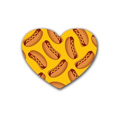 Hot Dog Seamless Pattern Rubber Coaster (heart)  by Celenk