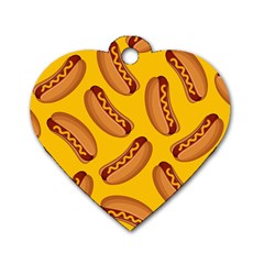 Hot Dog Seamless Pattern Dog Tag Heart (two Sides) by Celenk