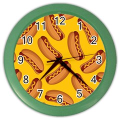 Hot Dog Seamless Pattern Color Wall Clocks by Celenk