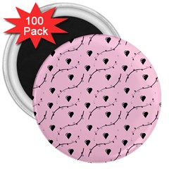 Love Hearth Pink Pattern 3  Magnets (100 Pack) by Celenk