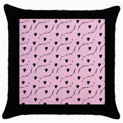 Love Hearth Pink Pattern Throw Pillow Case (black) by Celenk