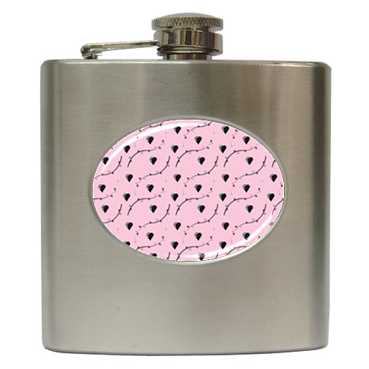 Love Hearth Pink Pattern Hip Flask (6 oz)