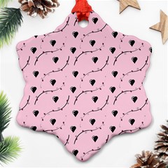 Love Hearth Pink Pattern Snowflake Ornament (two Sides) by Celenk