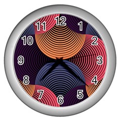 Geometric Swirls Wall Clocks (silver)  by Celenk