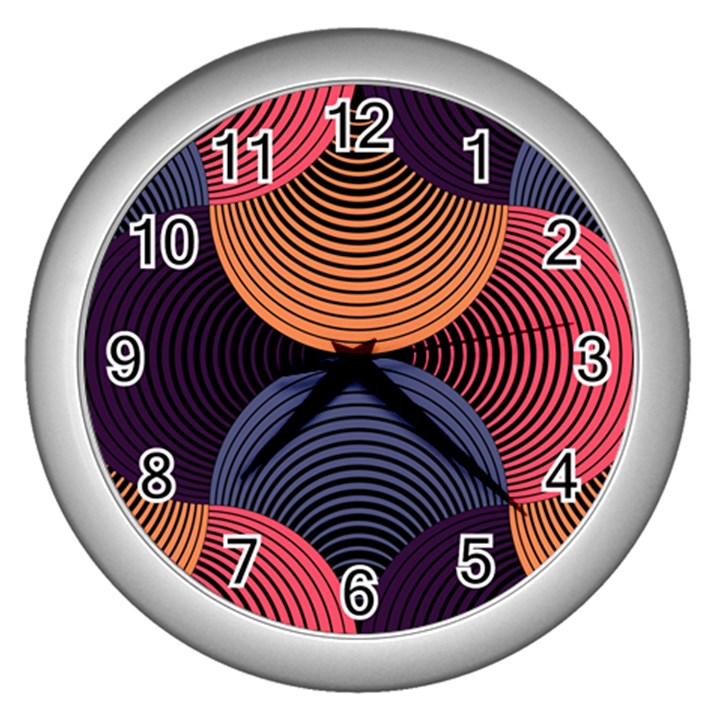 Geometric Swirls Wall Clocks (Silver) 