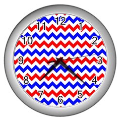 Zig Zag Pattern Wall Clocks (silver)  by Celenk