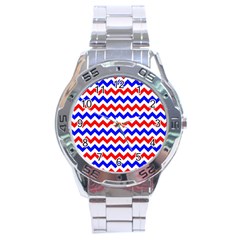 Zig Zag Pattern Stainless Steel Analogue Watch by Celenk