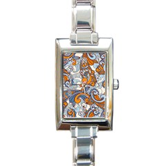 Paisley Pattern Rectangle Italian Charm Watch by Celenk