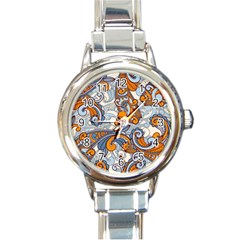 Paisley Pattern Round Italian Charm Watch by Celenk