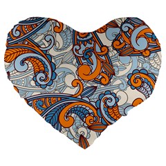 Paisley Pattern Large 19  Premium Heart Shape Cushions by Celenk